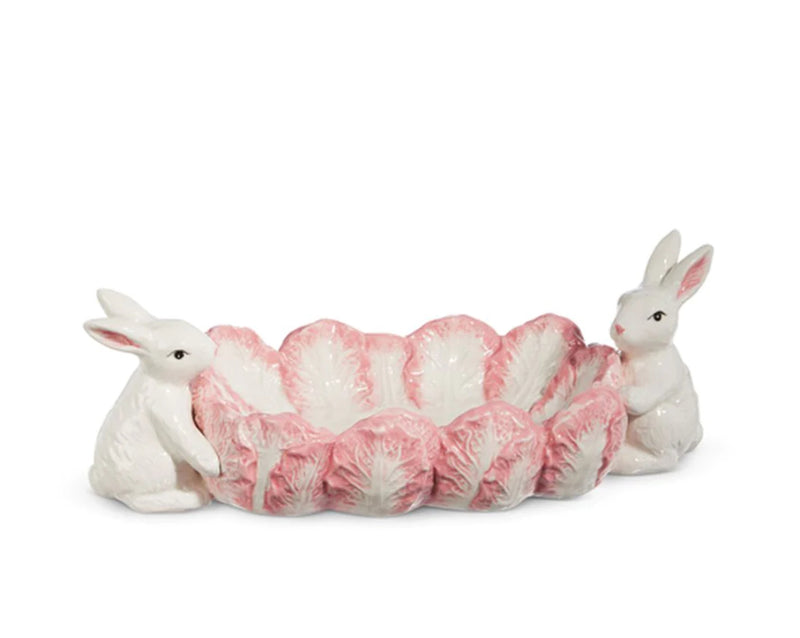 Pink Cabbage Tray with Bunnies