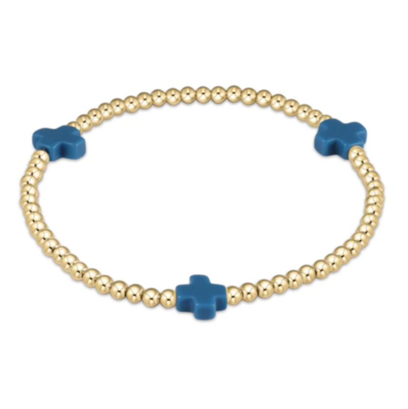 Signature Cross Bracelet 3mm Gold & Cobalt Blue