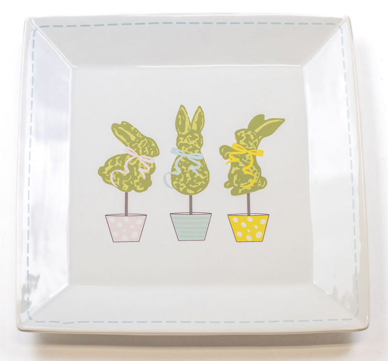 Boxwood Bunny Topiary Platter