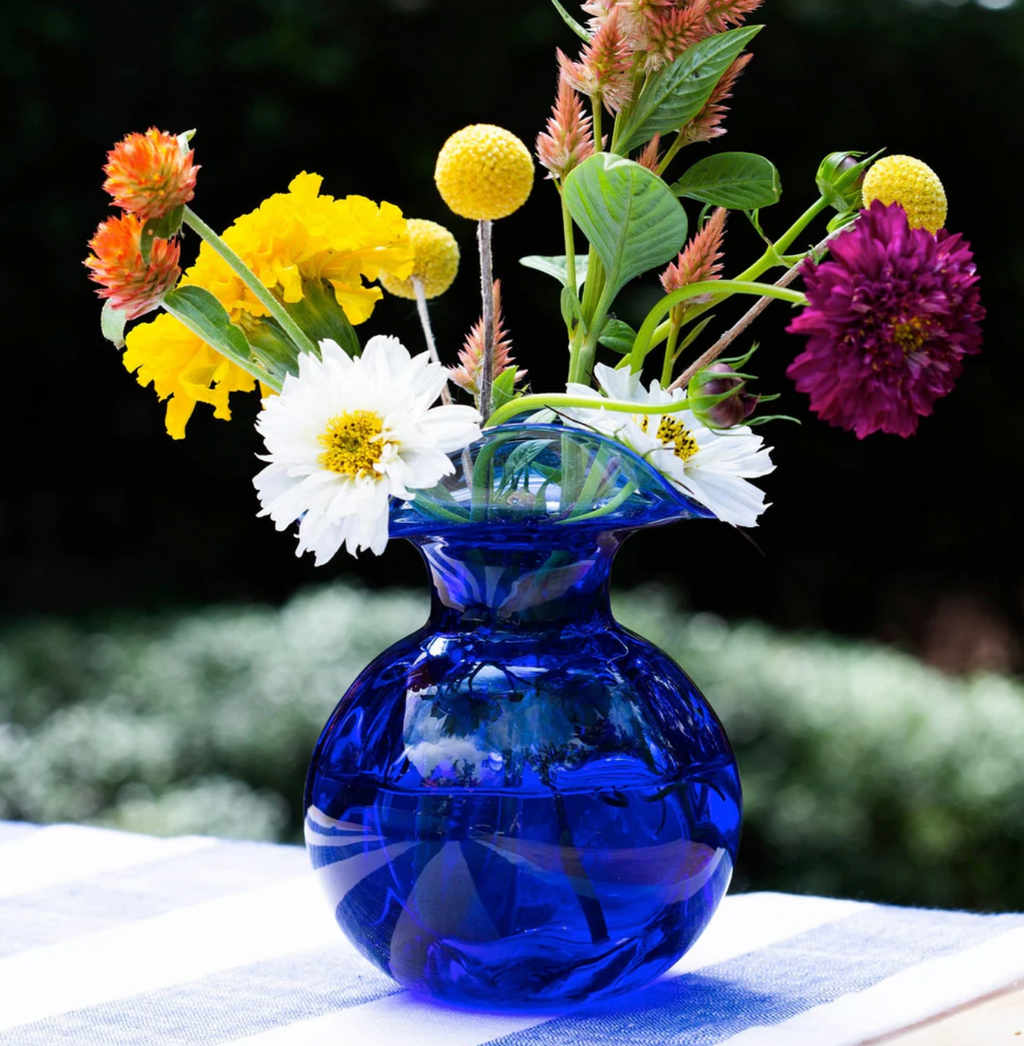 Cobalt Hibiscus Bud Vase