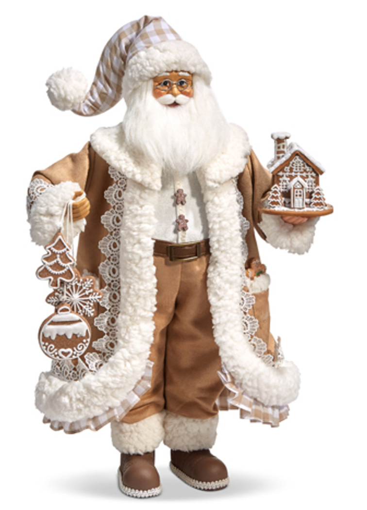 18" Gingham Gingerbread Santa