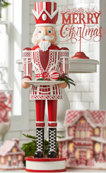 36" Peppermint Nutcracker & Tray