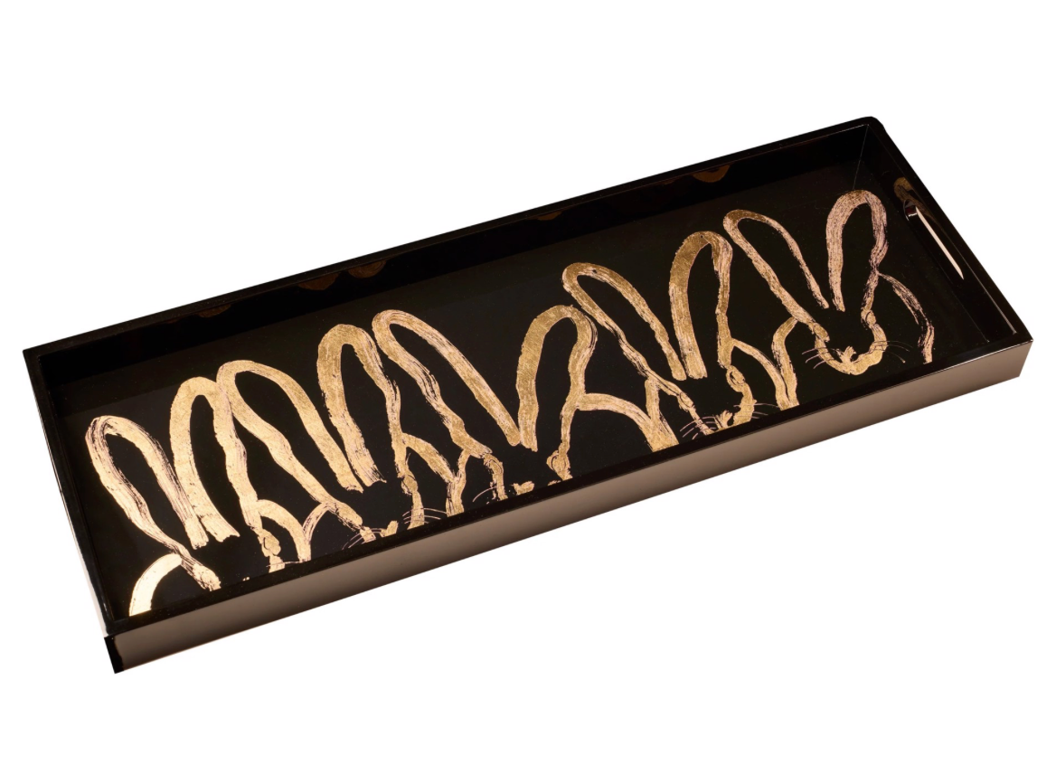Hunt Slonem Conga Laquer Tray (Black or Colbalt)