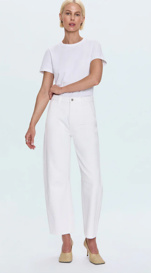 Pistola Beau Seamed Crescent Leg Jean-White