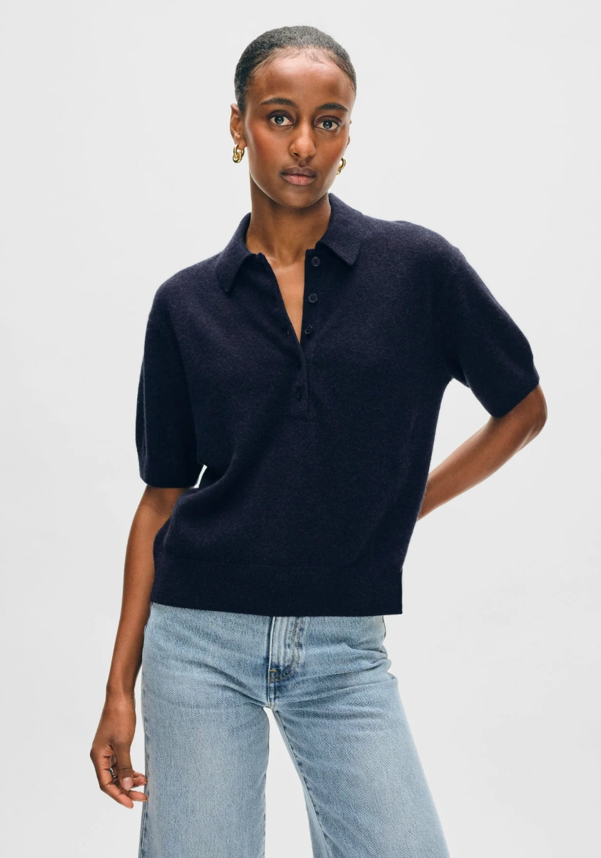White + Warren Cashmere Button Polo