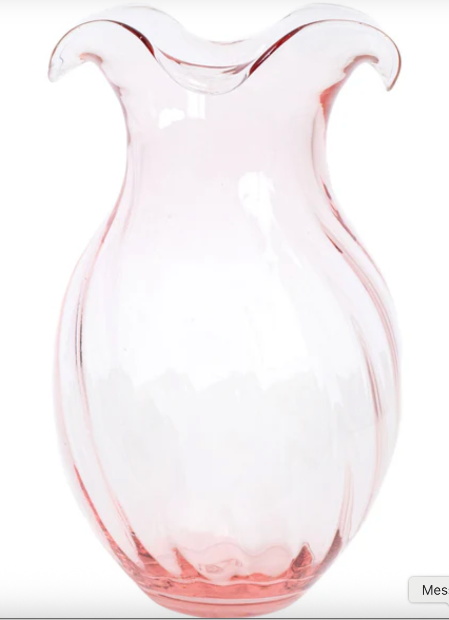 Vietri Hibiscus Vertical Large Vase-Pink